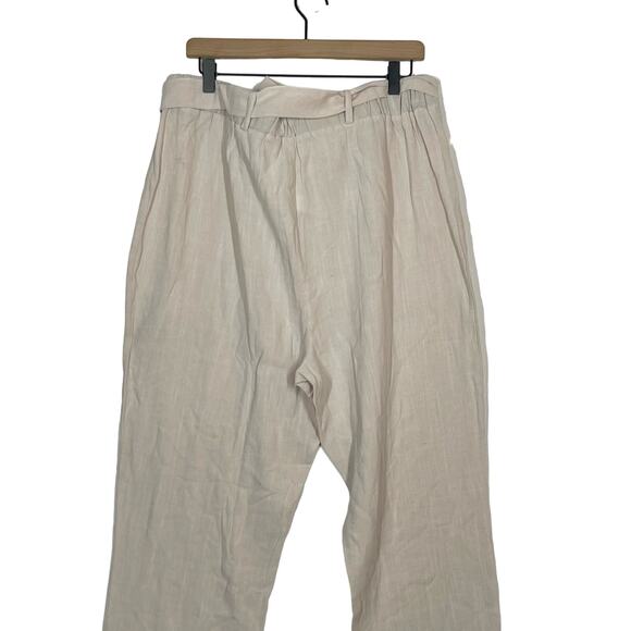 NEW Nasty Gal Tie to Behave Linen Pants Plus Size 16 Beige Cream Light Summer - Picture 6 of 9